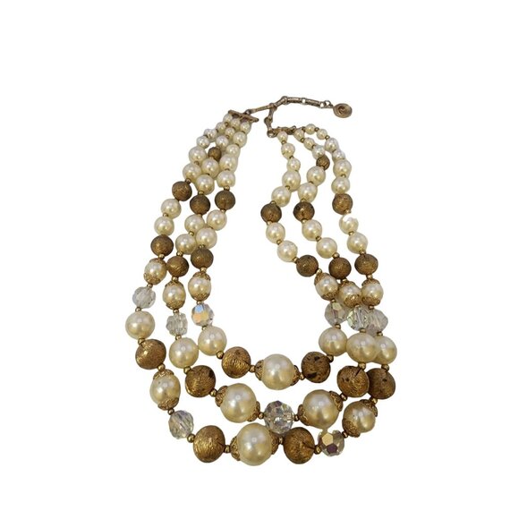 Vintage Signed Lisner Multi Pearl Necklace (A6522) - Picture 1 of 4